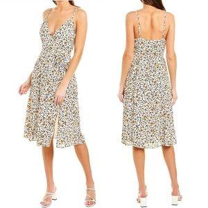 WAYF Leopard Print Tie Wrap Mini Dress Size Large L